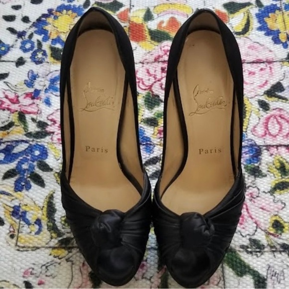 Christian Louboutin 36.5 black satin heels - Picture 3 of 5